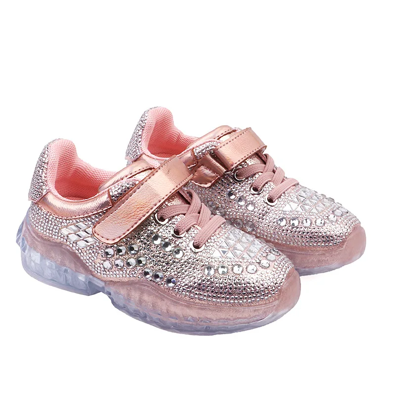 

Brand Shoes Trainer 2019 Spring New Fashion Kids Casual Shoes Baby Girls Rhinestone Shoes Children Silver Sport Sneakers Hot
