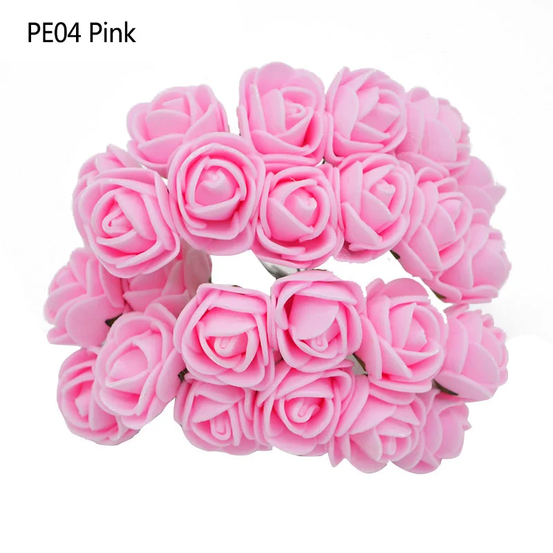 144pcs Bear Rose Decoration Artificial Foam Rose Flowers Teddy Flower Wedding Party Decorations Scrapbooking Craft DIY Supplies - Цвет: Pink