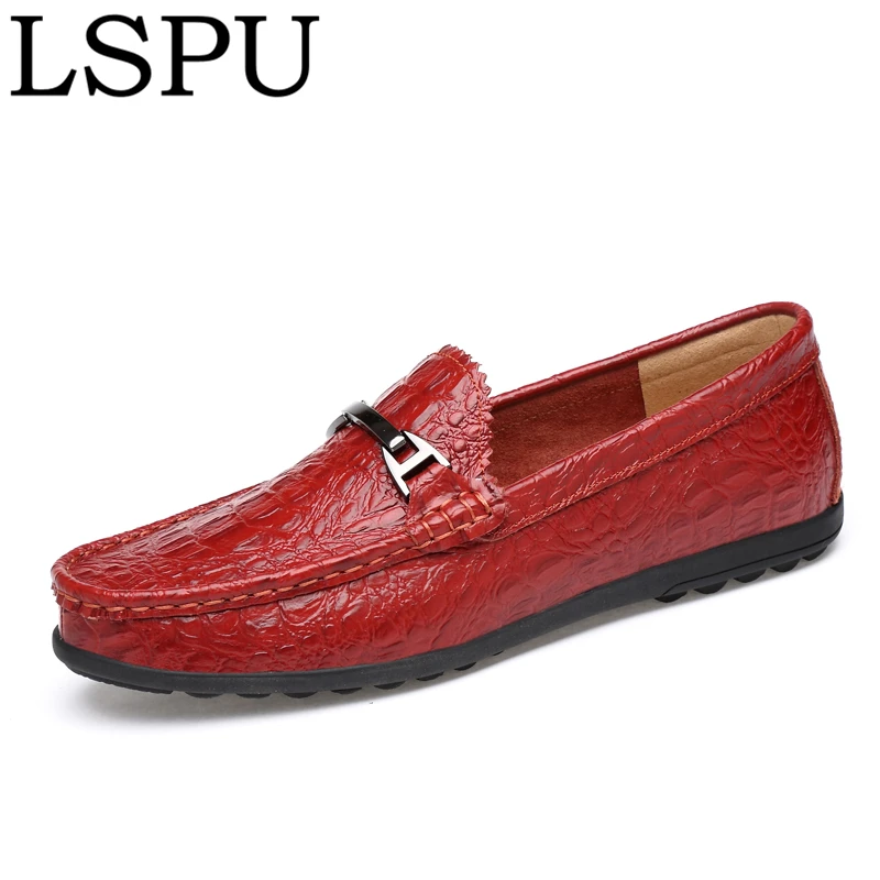 

Plus Size 46 Fashion Men Driving Shoes Genuine Leather Crocodile Pattern Men Boat Shoes Slip On Breathable Men Loafers Moccasins