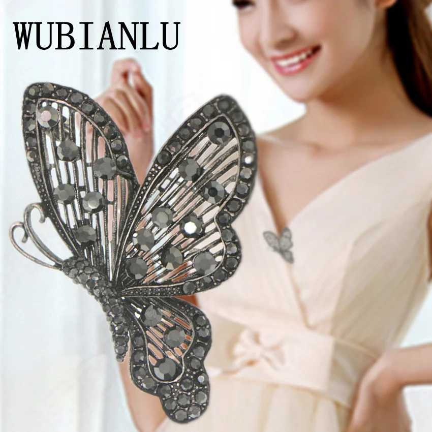 

WUBIANLU 11 Models Black Rhinestone Vintage Brooch Pendant Pin Women Garment Scarf Banquet Weddings Jewelry Metal Accessories