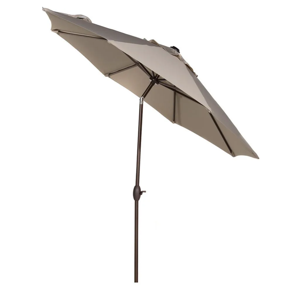 Abba Patio 9' Fabric Aluminum Patio Umbrella with Auto Tilt and Crank, 8 Ribs, Beige