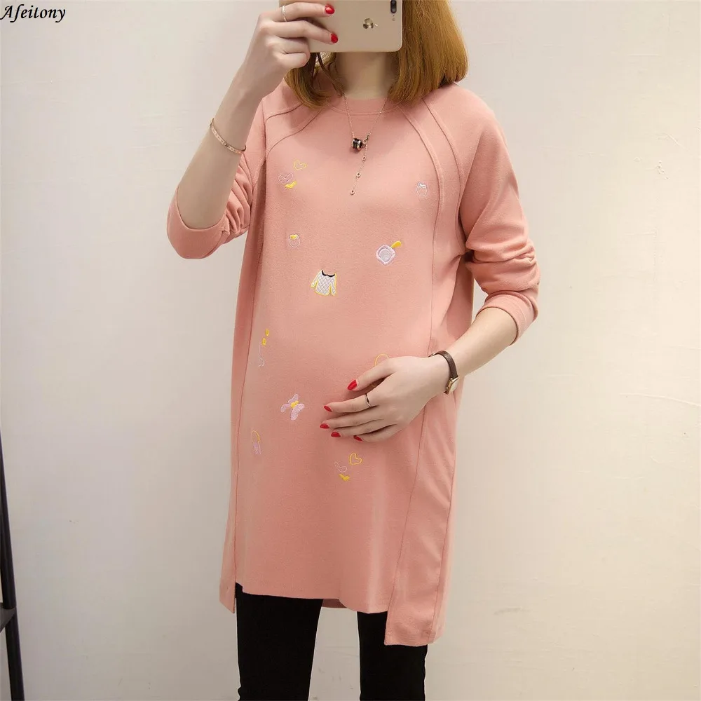 

Cotton Maternity Dresses Spring Summer Embroidery Maternity clothes Plus Size Clothes for Pregnant Women dress for Pregnancy
