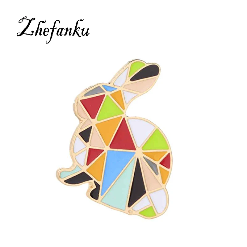 

Jewelry Christmas Brooch Colorful Enamel Collar Pin Rainbow Geometric Rabbit Crane Brooch
