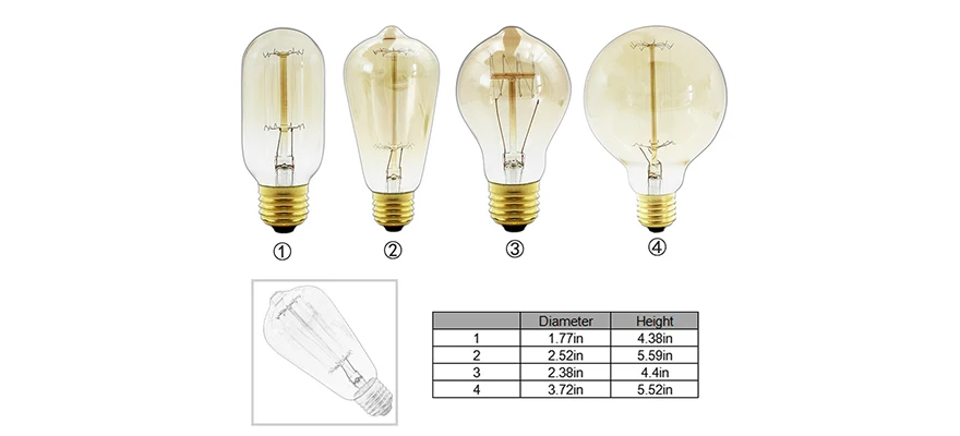 ZMISHIBO Ретро углеродная лампа накаливания E27 110-220 V 40 W ST64 A60 G95 T45 Стекло крышка теплый белый лампа накаливания Вольфрам светильники Эдисона