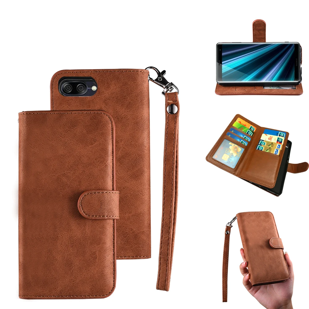 

Wallet Case For ASUS ZenFone Max Plus M1 ZB570TL Detachable Magnetic Flip Cover with 7 Card Holders Cash Pocket Leather Case