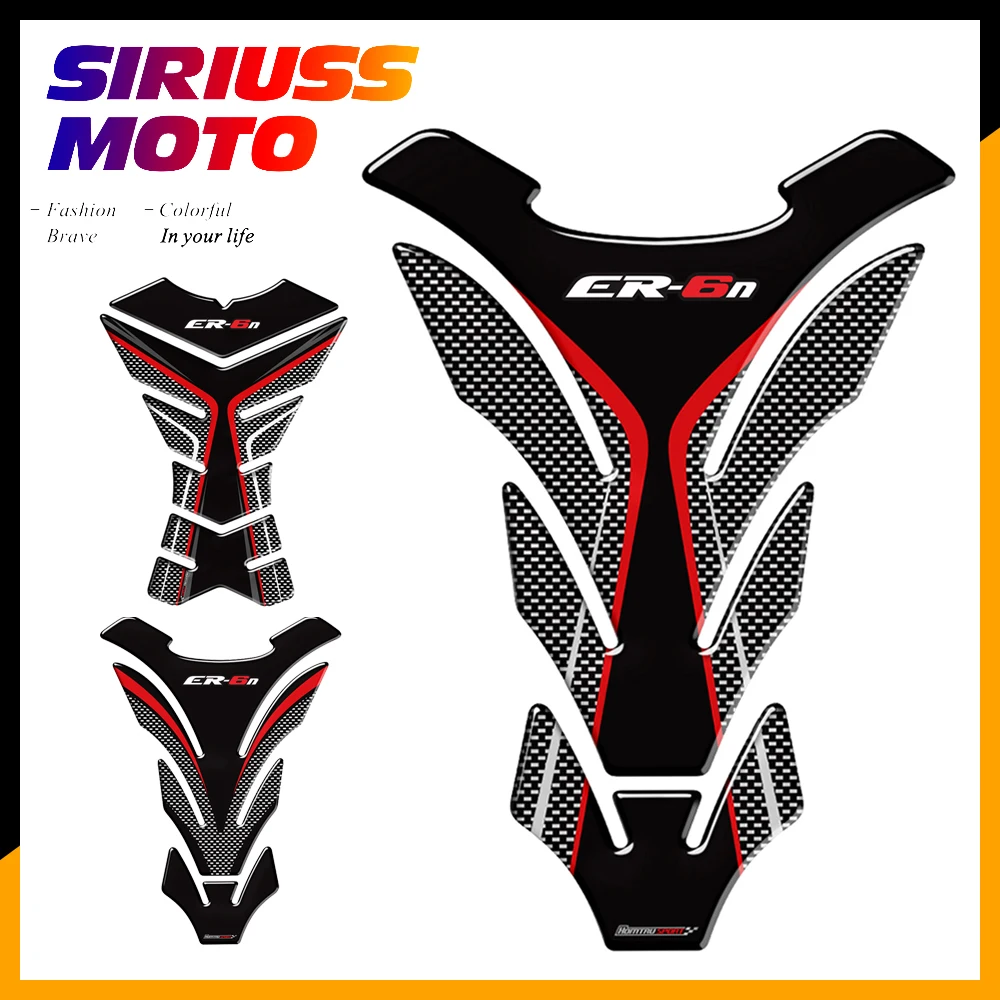 

3D Carbon-look Motorcycle Tank Pad Protector Decal Stickers Case for Kawasaki ER6N ER-6N Tank