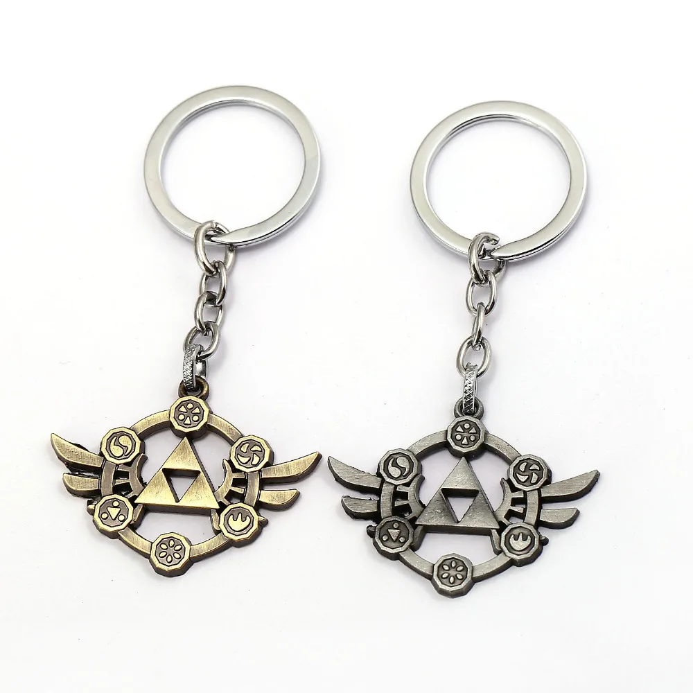 The Legend of Zelda Keychains Triforce Shield Pendent Keychain Men