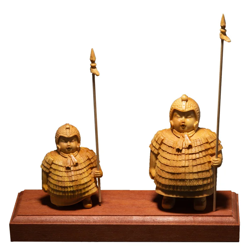 

Delicate New Wood Terracotta Warriors Chinese Retro sculptures wood statue hand sculpture miniature home decors Premium Gifts