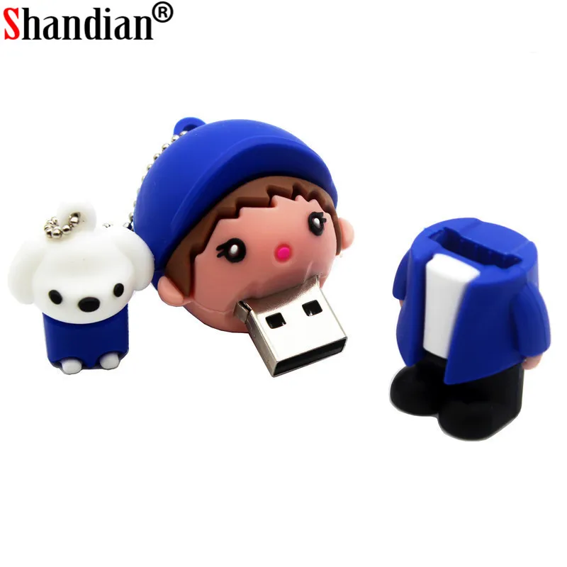 SHANDIAN Акция маленькая кукла usb флэш-накопитель USB 2,0 64 Гб карта памяти флеш-накопитель 4 ГБ 8 ГБ Флешка 16 ГБ 32 ГБ