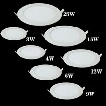 Luz de painel led regulável teto ultra fino recesso downlight 3w 4 6 9 12 15 25 redonda conduziu a luz do ponto AC85-265V