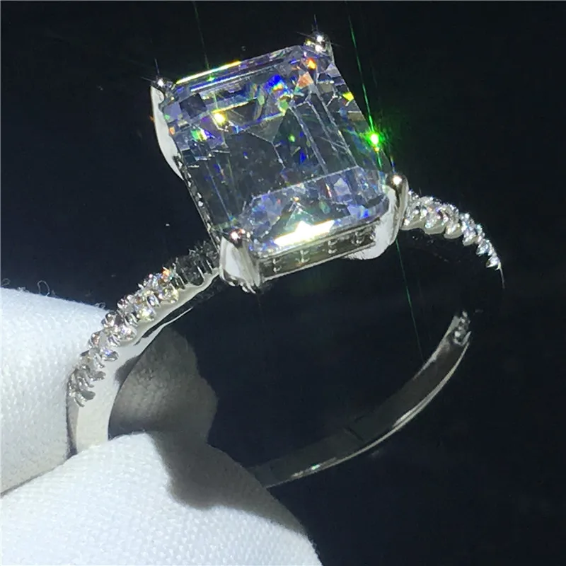 Принцесса Cut кольцо 925 пробы серебро AAAAA Сона Cz камень Вечность Обручальное кольцо для женщин Свадебные модные украшения