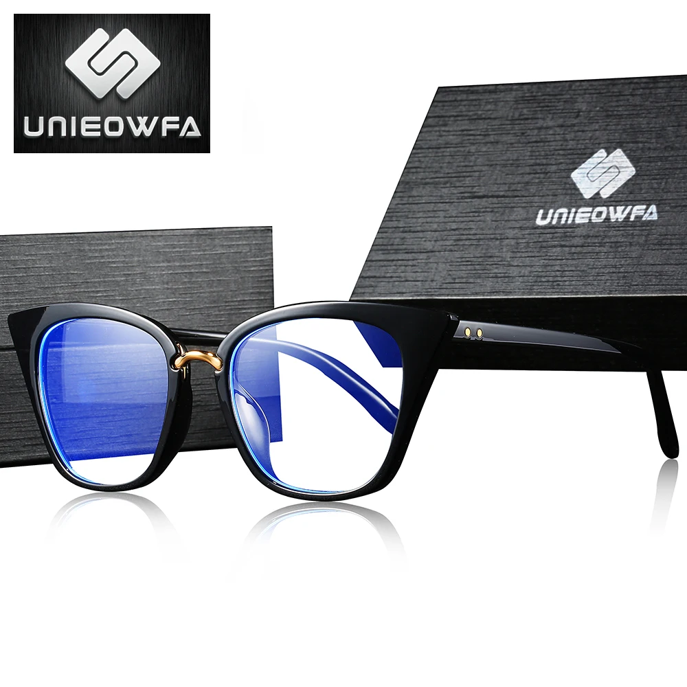 

UNIEOWFA Retro Cat Eye Glasses for Women Frame Clear Transparent Optical Eyeglasses Frame Myopia Prescription Eyewear Vintage