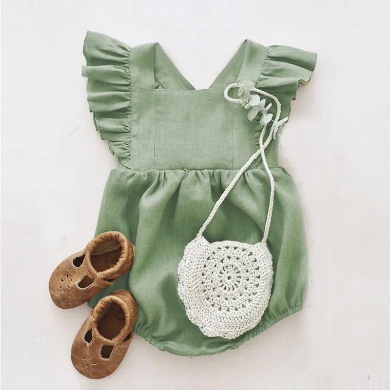 Crianças sem Mangas Roupas do Bebê Recém-nascido Meninas Babados Macacão Bebe Um-pieces Verão Backcross Menina Playsuit Macacões 7 verão recém-nascido crianças sem mangas backcross menina