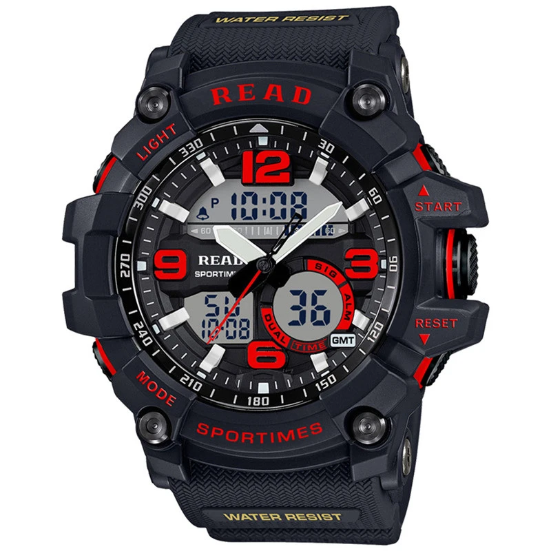 2017 R90001 Men Sports Watches Waterproof Fashion Digital Dual Time Zones Military Sports Men s Watches