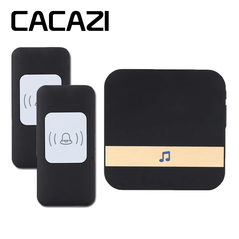 

CACAZI Wireless Doorbell Waterproof Battery Button Receiver EU Plug 300M Remote LED Light Home Cordless Bell 52 Chimes