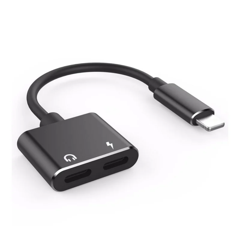

2 in 1 Double Jack Audio Charging Adapter Cable for iphone X 7 8 Plus Support for iOS 11 Music Calls