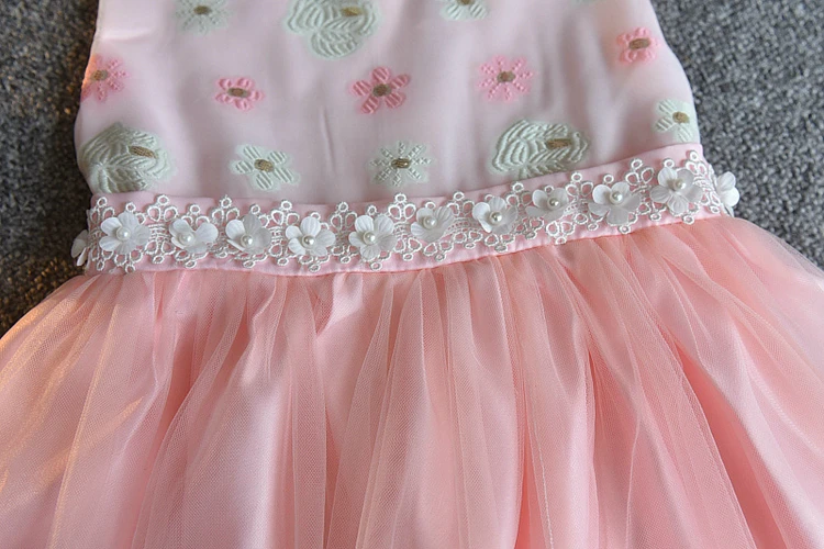girl beach floral dresses girls pink tutu frill dance princess dress kids summer clothes sleeveless ruffle flounce party cloth (11)