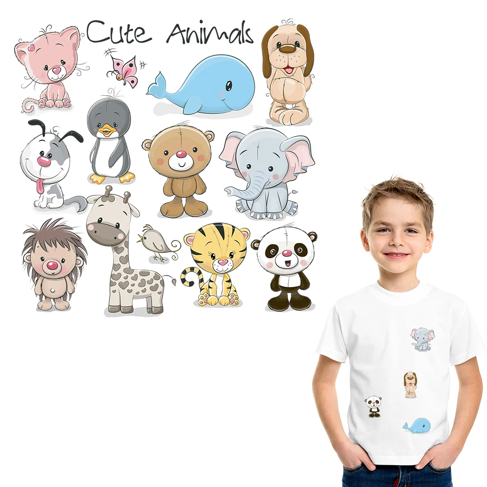 Large Iron on Transfers for Clothing Cartoon Animal Stickers on Clothes Patch Household Heat Transfer Applique Accessory Badges