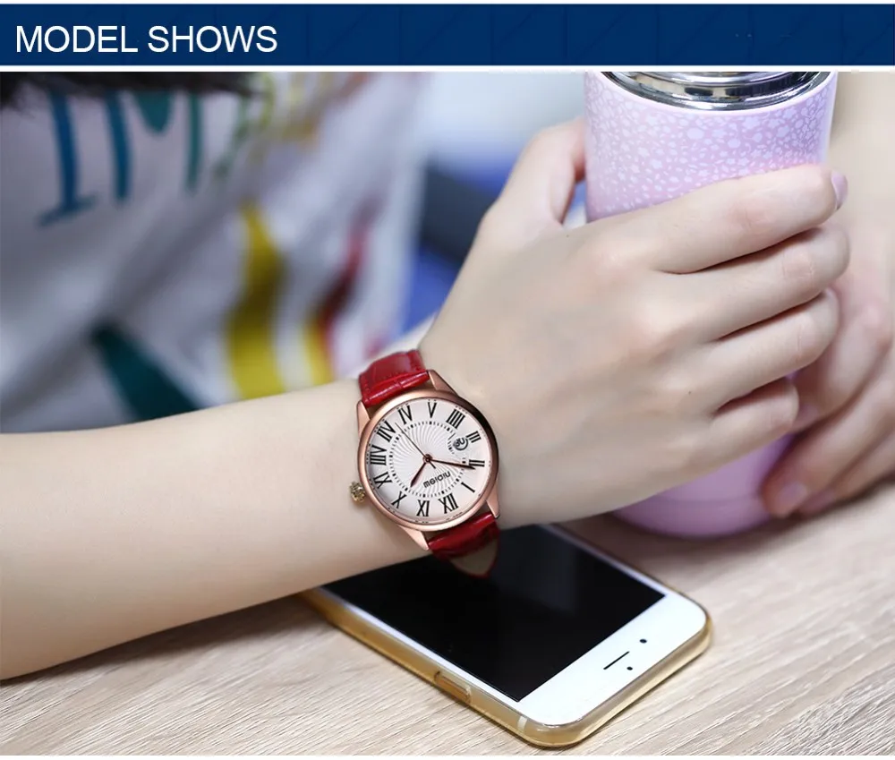 Бренд Weiqin женские модные часы розовое золото кожа Повседневный ремень для часов дамы увеличительное стекло Дата часы reloje mujer relogios