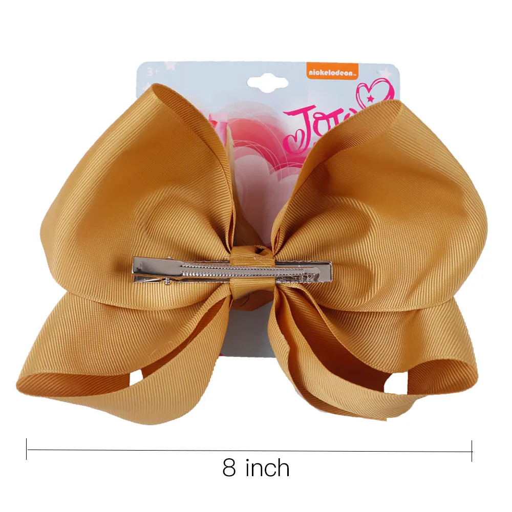 8 дюймов Jojo Siwa однотонные бантики для волос корсажная лента заколка для волос для детей девочек завязанные банты JOJO заколки для волос с кнопками аксессуары для волос