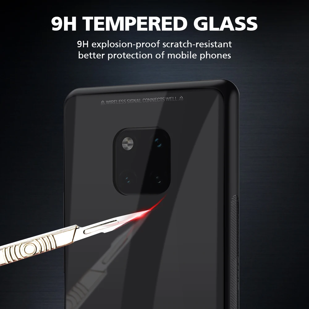 Чехол для телефона KEYSION из закаленного стекла Huawei Mate 20 Pro нескользящий черный