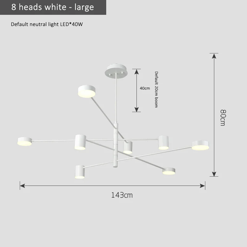 Простые современные подвесные светильники для гостиной, атмосферный домашний ресторан, креативная личность, Скандинавская спальня, подвесной светильник - Цвет корпуса: 8heads white large