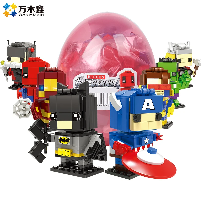 

WANMUXIN new splicing block, a group of 8 Avengers heroes with eggshells, building Bocks Headz Kid Toys With Legoing