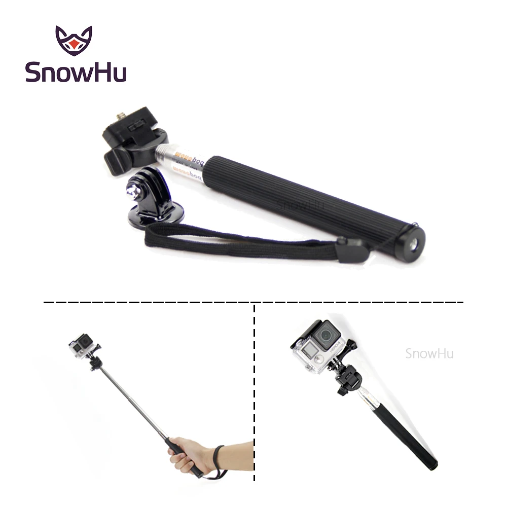 SnowHu для Go pro 5 Аксессуары Алюминиевый ручной монопод Штативы Адаптер Gopro Hero 9 8 7 6 +