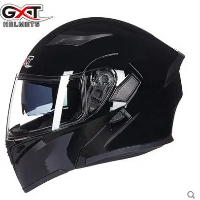 В продаже GXT анфас шлемы двойной козырек мото rcycle шлем Casco moto capacete - Цвет: bbright black