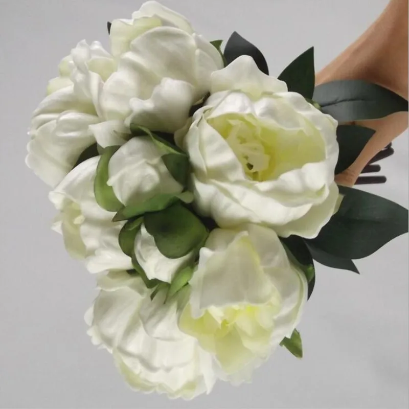 Высококлассные белые розовые 8 цветов головок Свадебный букет Искусственный Пион настоящие сенсорные цветы домашние Свадебные украшения