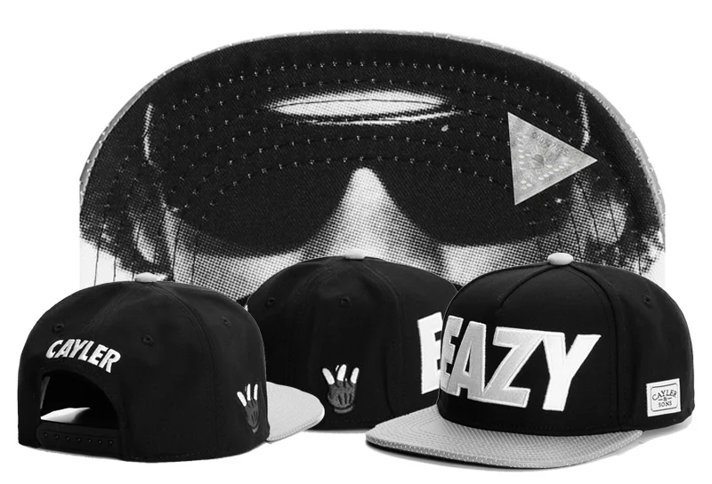 Brand new Cayler &Sons EAZY Snapback hats black with face wear sunglass