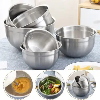 

304 Stainless Steel Egg Flour Mixing Bowl Kitchen Salad Container with Scales Hot
