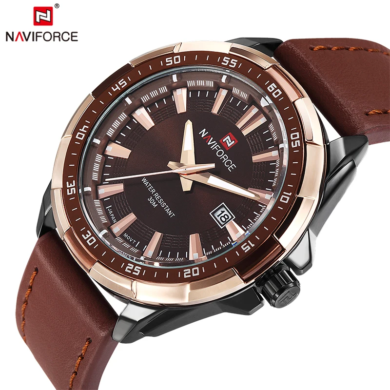 2018 NAVIFORCE Brand Men's Fashion Casual Sport Watches Men Waterproof Leather Quartz Watch Man military Clock Relogio Masculino