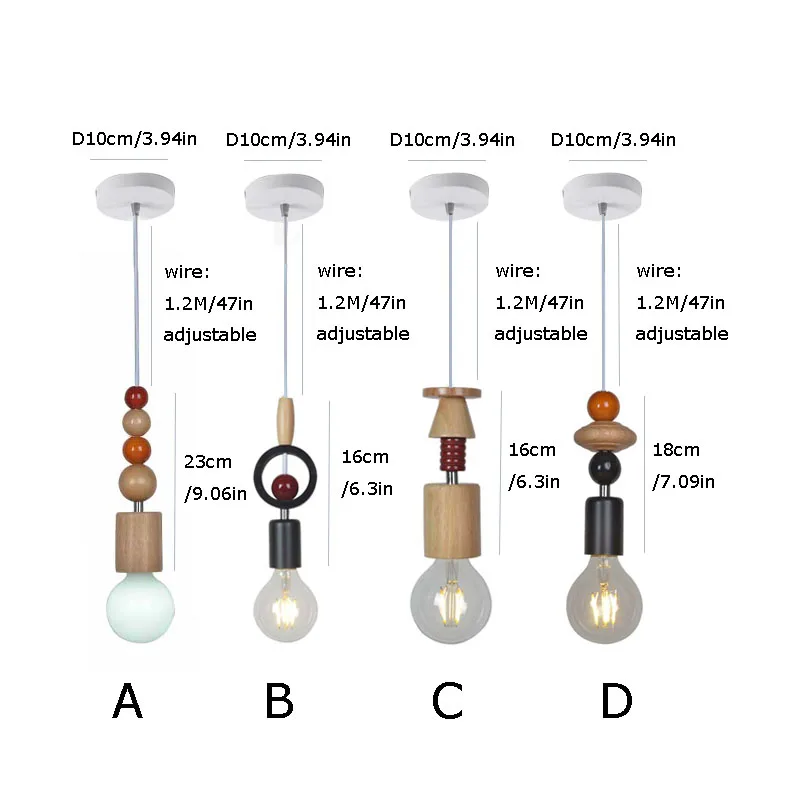 Nordic DIY Wood Beads Pendant Contemporary Creative Personality Drop  Light Kid`s Room Decorative Lighting Fixture Home Lights(20)