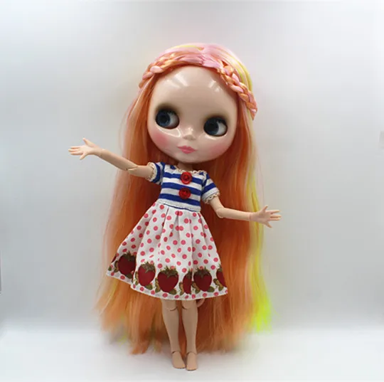 

Blygirl Blyth doll Nude doll pink yellow mixed straight hair 30cm joint body 19 joint DIY doll can change makeup toys gift