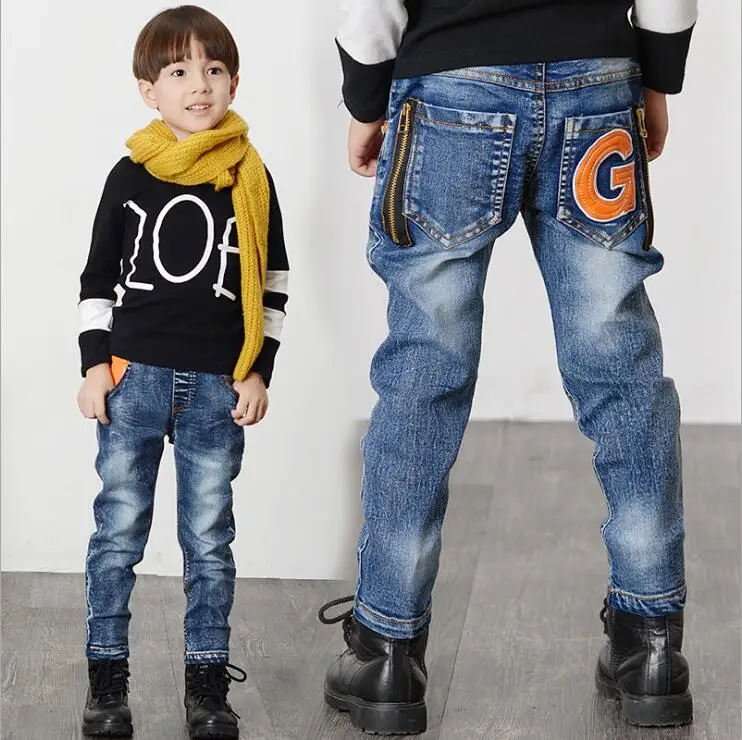 2016 Spring/Autumn Children Jeans Clothes Baby Boys Pants zipper pocket Cotton Denim Jeans Kids