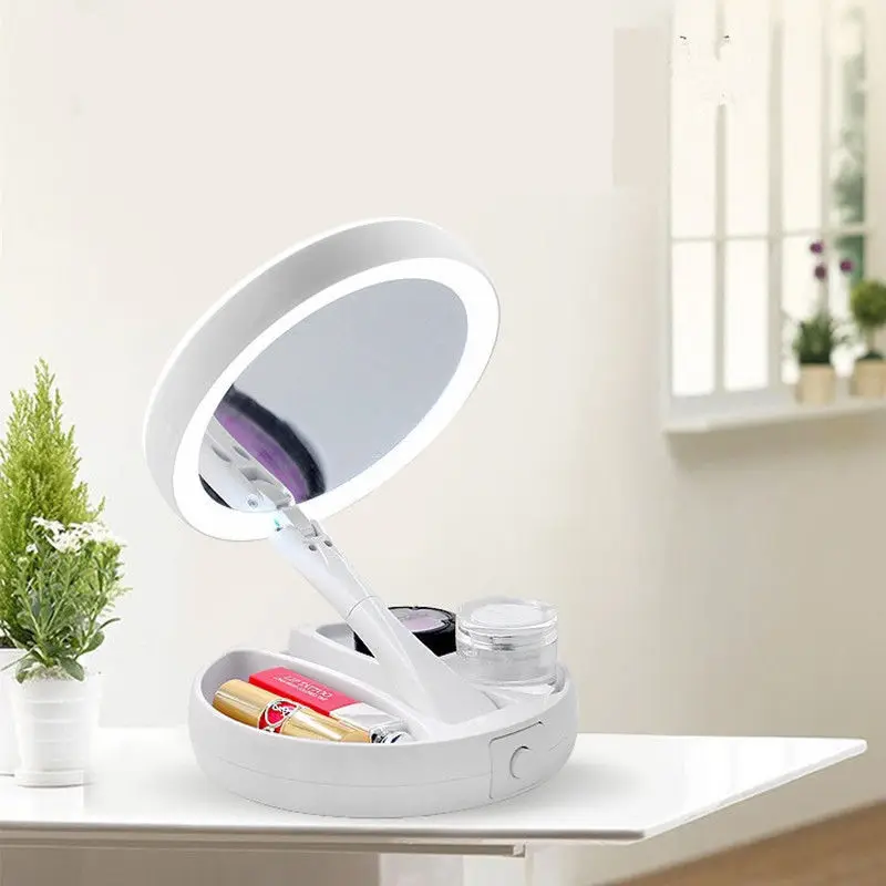 

Useful LED Makeup Mirror Foldable Professional 21X Vanity Mirror with Lights IN9