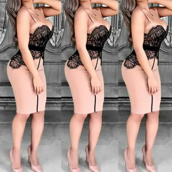 

2019 Womens Sexy Lace Bodycon Club Wear Mini Dress Party Pencil Short Dress