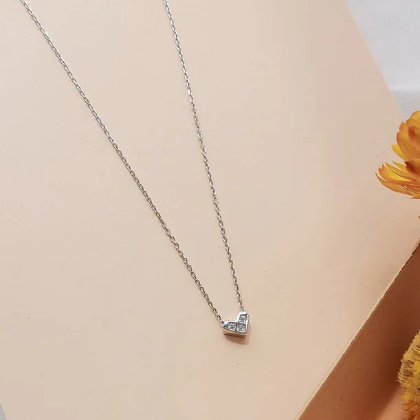 heart cz necklace women 100% 925 Sterling silver nacklace Jewellery Clavicle chain pendant charms gift