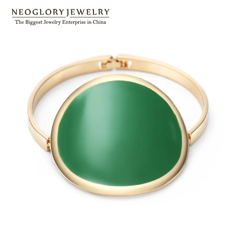 

Neoglory Light Yellow Gold Color Stoving Varnish Enamel Geometry Round Circle Bangles Bracelets for Women Jewelry 2018 New ENA1