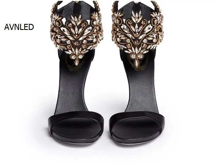 

2017 Fashionable Women Pumps sandals styles Fine with high heels genuine leather rhinestone sandals banquet wedding shoes