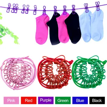 

Portable Outdoor Windproof Clothesline Hanger Drying Rack Clothes Hanging Rope Line with 12 Clips QJS Shop
