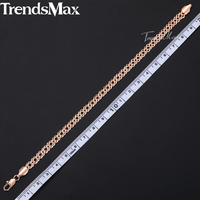 5mm Bracelet On Hand for Women Men 585 Rose Gold Bismark Link Chain Copper Bracelets Elegant Jewelry Gifts Wholesale 20cm GB422