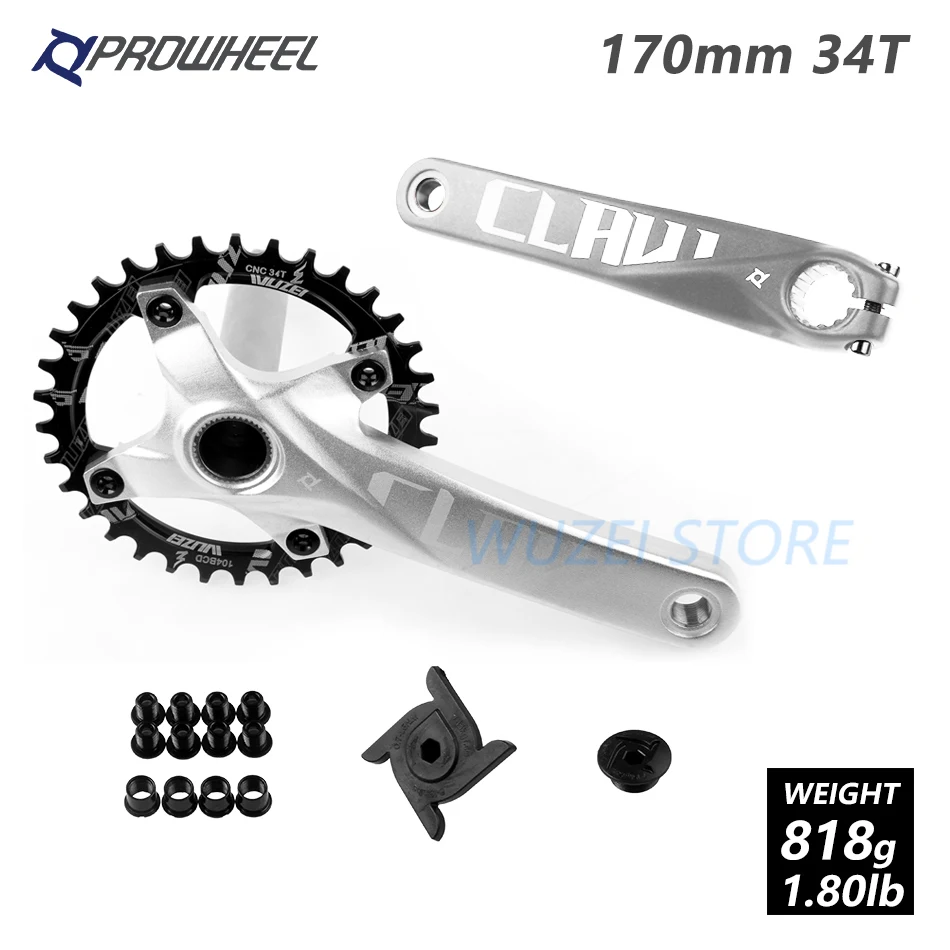 Prowheel 104 BCD mtb шатун со звездочками для велосипеда пластины 170 мм/30/32/34/36/38 T Круглый звездочки шатун для горного велосипеда комплект велосипед Запчасти - Цвет: 170mm Silver 34T