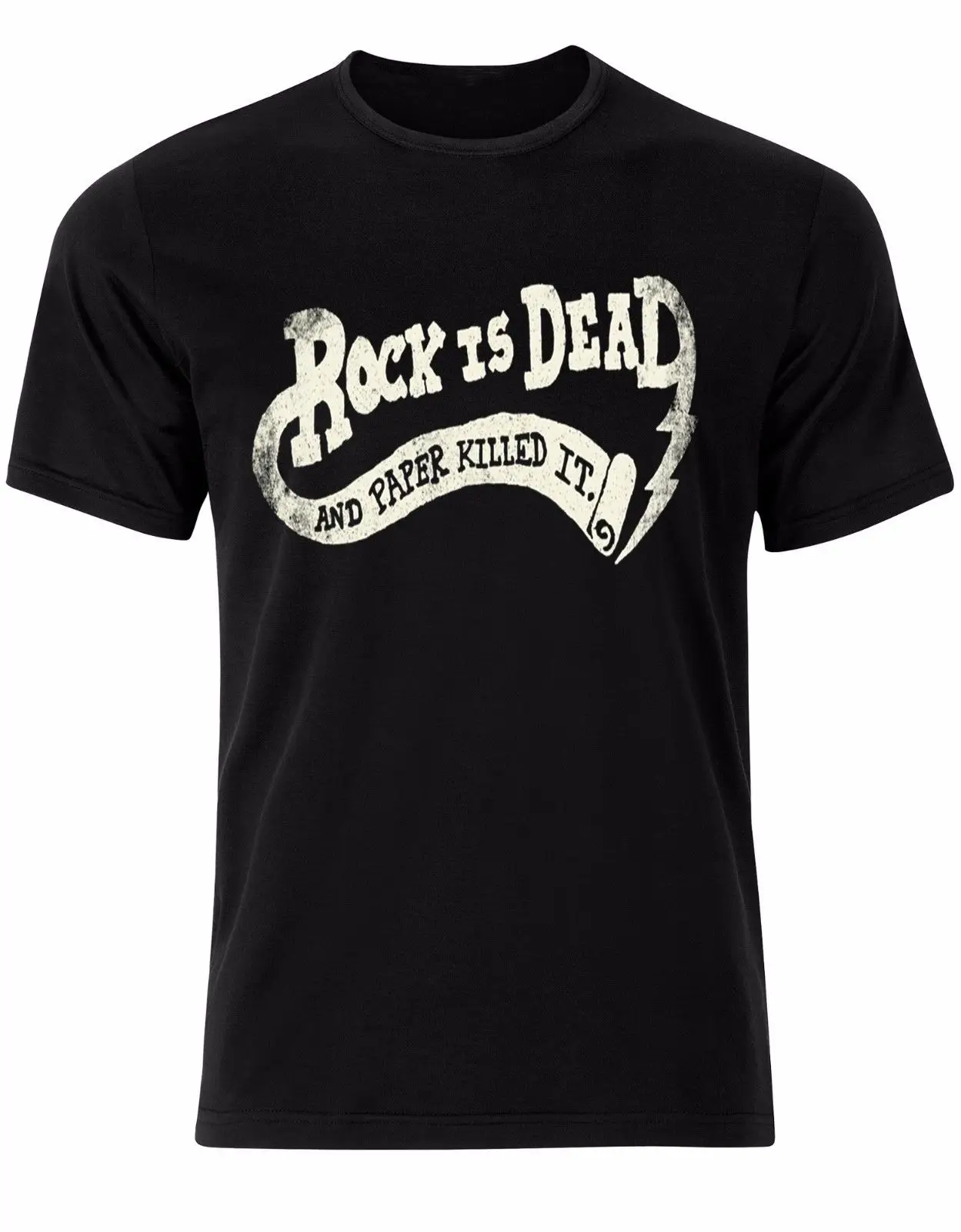 Футболка мужская повседневная винтажная тенниска с надписью Rock is Dead and Paper Kill It