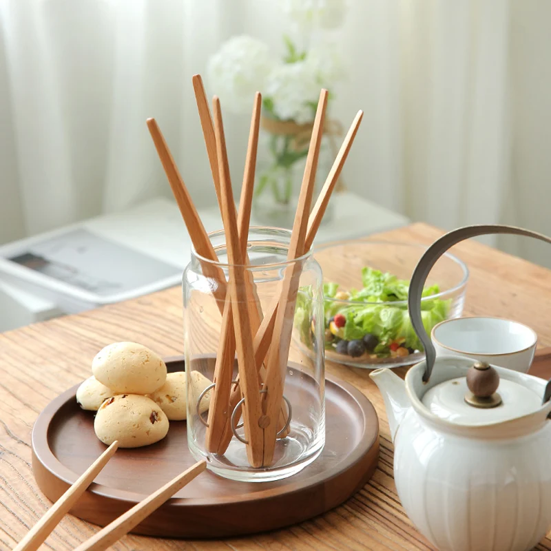 New Wooden Tongs Kitchen Tongs Food Clip Wood Cake Snack Salad Toast Tongs Bread Fruit Serving BBQ Clip Wood Kitchen Accessories (6)