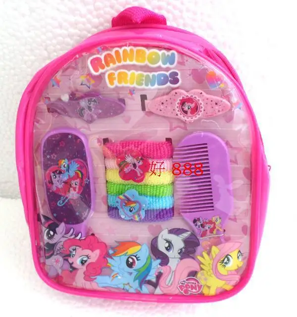 My Little Pony Hair Accessories backpack rubber bands + Comb Mirror Clips 10pcs/Set | Детская одежда и обувь