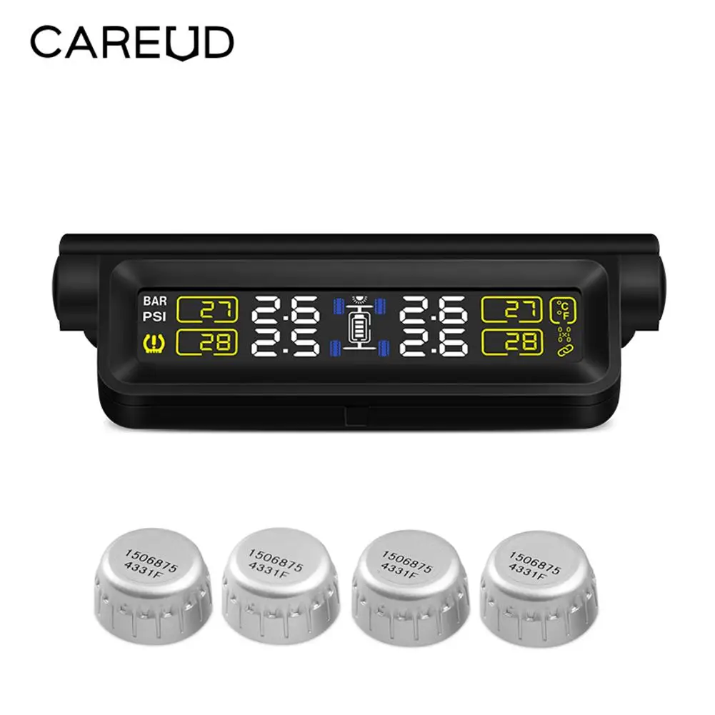 

Smart Car TPMS Built-in Lithium Battery USB Cable Solar Energy Two Power Supply Car Tire Pressure Monitor T318 for All car