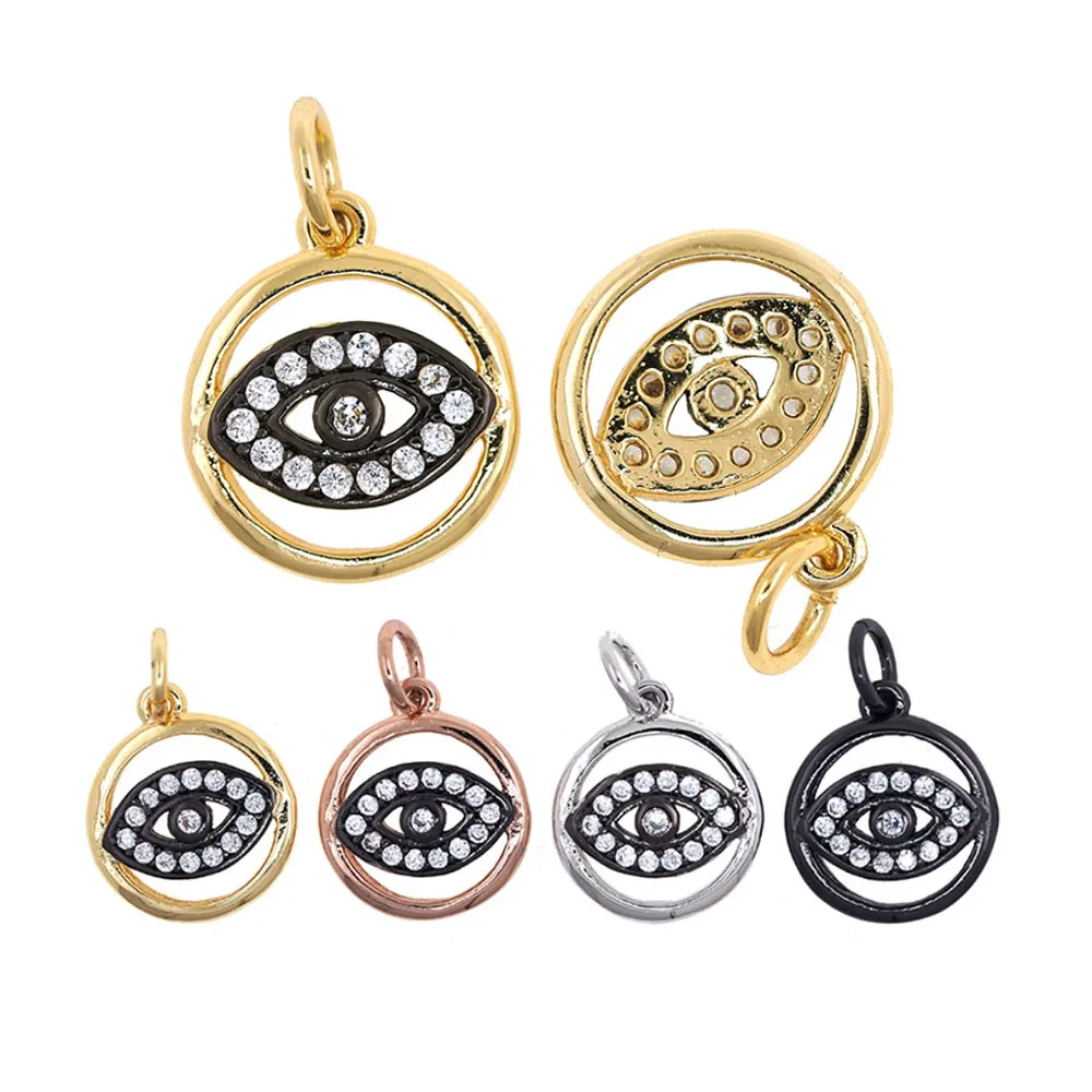 Two tones DIY Vintage Religion Crystal EVIL EYE Charms Pendants for