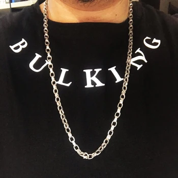 

Real 925 Sterling Silver Necklaces Fashion Punk Heavy Long Thai Silver Chains For Men Lucky letter Jewelry Christmas Gift 396